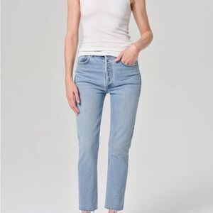 Agolde Riley High Rise Straight Jeans Light Wash Size 25